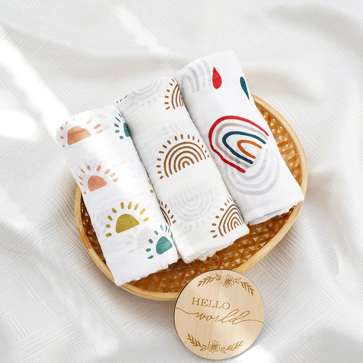 Elinfant 3PCS 100% Cotton Muslin Swaddle Blanket, Stroller Cover Nursing Cover,Baby Sleeping Quilt For Summer