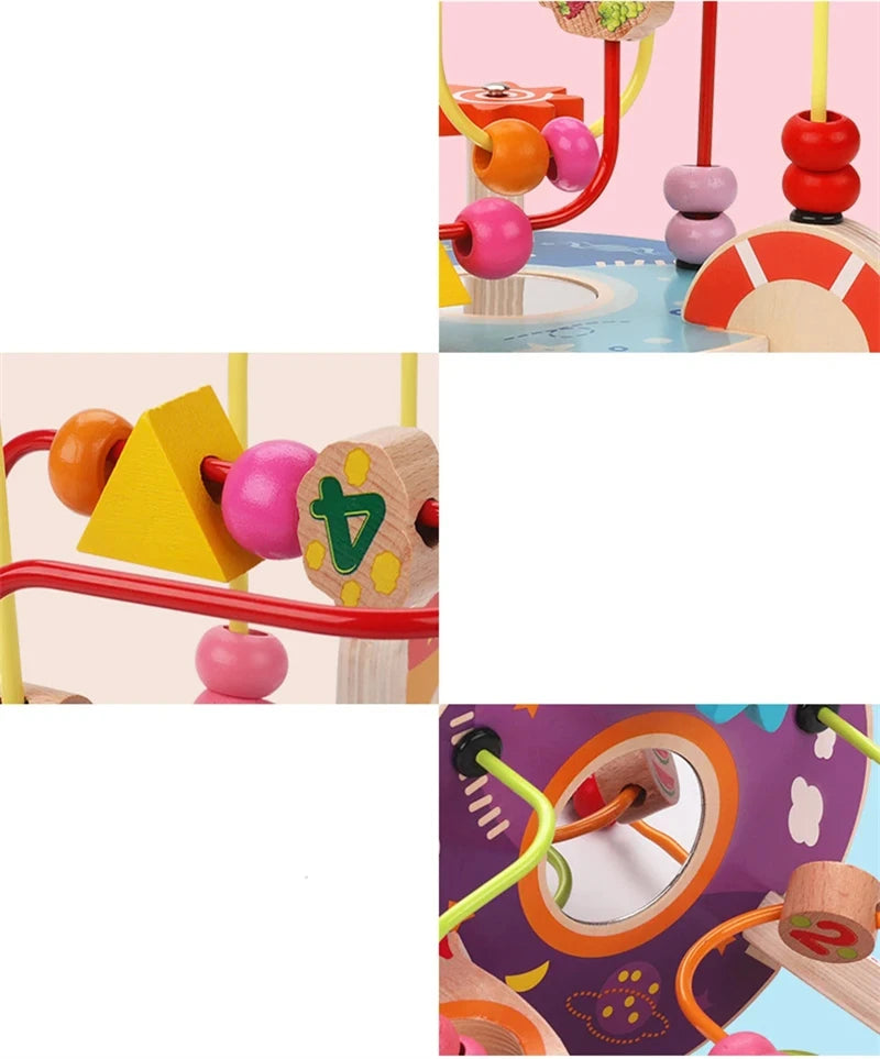 Montessori Baby Toys Wooden Roller Coaster Bead Maze Abacus Math Toys Toddler Early Educational Toys for Kids Children 1-3 Years