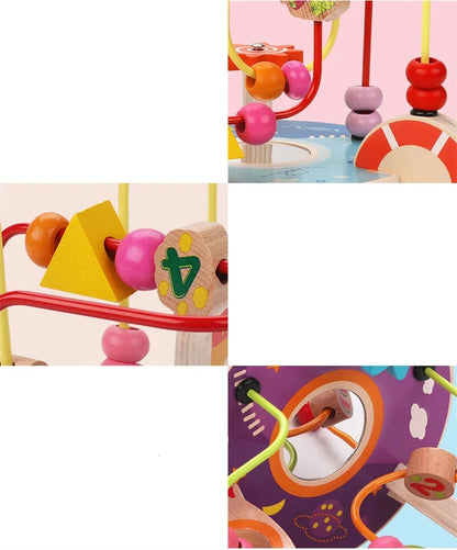Montessori Baby Toys Wooden Roller Coaster Bead Maze Abacus Math Toys Toddler Early Educational Toys for Kids Children 1-3 Years