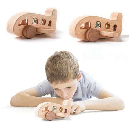 Baby Wooden Montessori Toys Beech Wooden Plane Blocks Teether Glass Marbles Educational Toys Child Teethering Play Gym Baby Gift