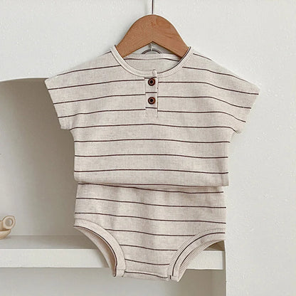 Summer Kids Baby Boys Girls Short Sleeve Stripe T-shirt + Shorts Clothing Sets Infant Baby Girls Boys Children's Clothes Suit