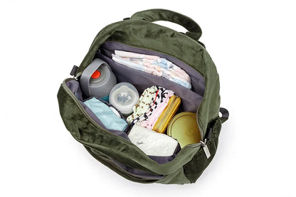Velvet Diaper Backpack: Large Capacity Nappy Bag for Mom with Pacifier Case and Multi-functionality