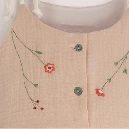 Baby Girls Rompers Dress Summer Vintage Floral Infant Sleeveless Embroidery Jumpsuit for Toddler One-Piece Dress-like Bodysuits