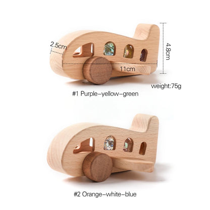 Baby Wooden Montessori Toys Beech Wooden Plane Blocks Teether Glass Marbles Educational Toys Child Teethering Play Gym Baby Gift