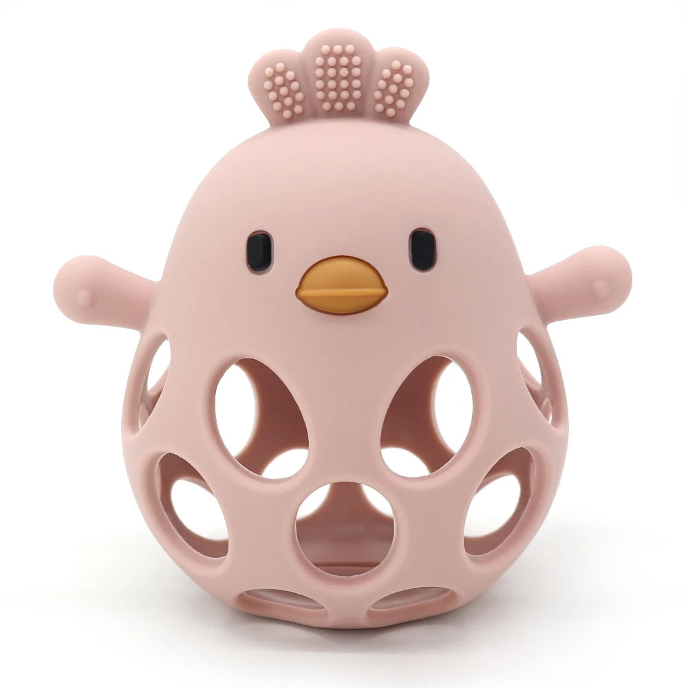 1Pcs Baby Teether Gloves Kids Cartoon Chick Shape Teether Toy Silicone Dental Care Gums Anti-eating Hand Molar Baby Accessorie