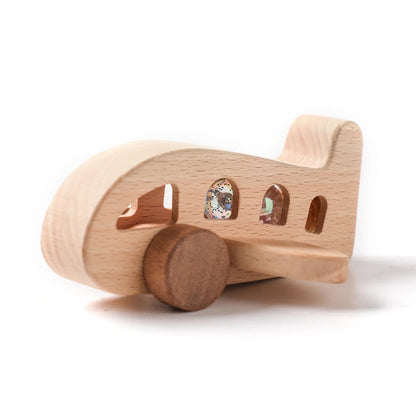 Baby Wooden Montessori Toys Beech Wooden Plane Blocks Teether Glass Marbles Educational Toys Child Teethering Play Gym Baby Gift