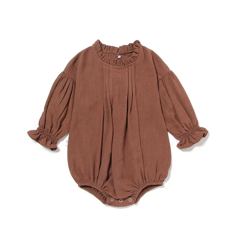 MILANCEL Autumn New Baby Bodysuits Linen One Piece Long Sleeve Baby Outfit Newborn Clothes