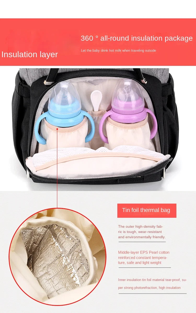 Baby Diaper Bag Backpack Multifunctional Diaper Bag Organizer with Thermal Milk Bottle Bag Baby Bags for Mom