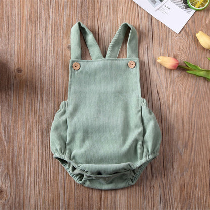 0-24M Cute Baby Romper Boys Girls Solid Color Corduroy Sleeveless Square Neck Romper Jumpsuits Baby Kids Overalls Clothing 2023