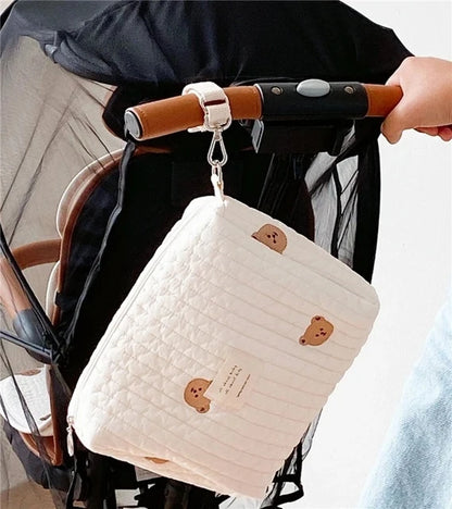 Newborn Baby Care Diaper Bag Mummy Shoulder Bag Embroidery Quilted Stroller Diaper Storage Organizer Large Handbags