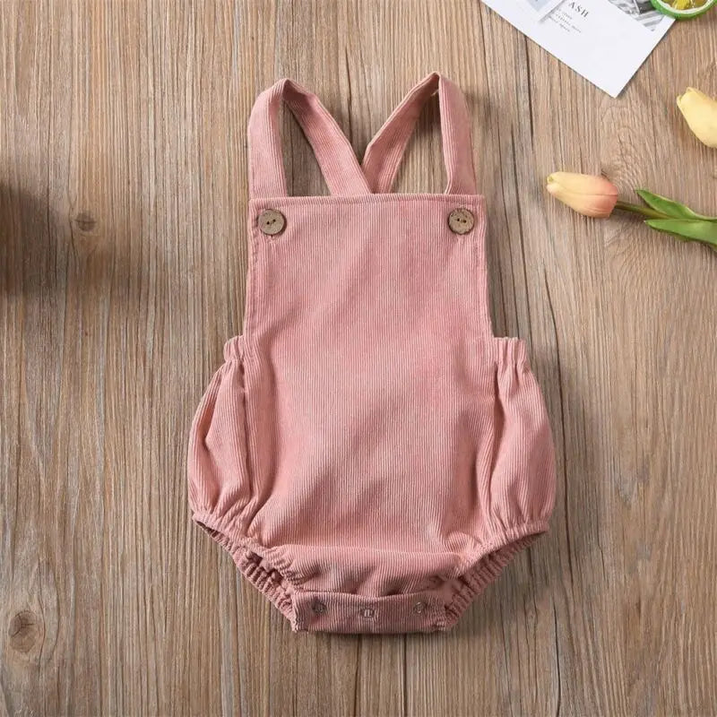0-24M Cute Baby Romper Boys Girls Solid Color Corduroy Sleeveless Square Neck Romper Jumpsuits Baby Kids Overalls Clothing 2023