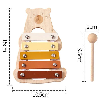 Kids Wooden Montessori Toys Musical Instruments Rattle Bell Drum Xylophone Percussion for Baby Early Educational Instruments Toy