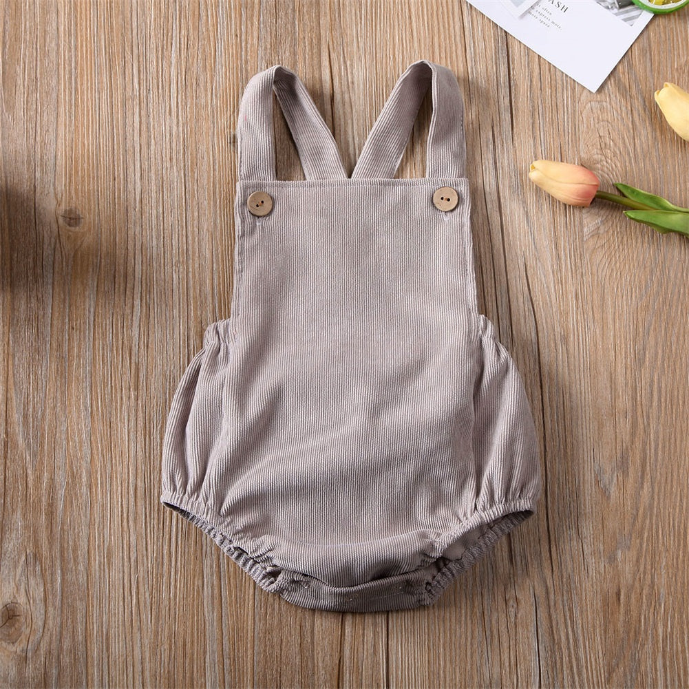 0-24M Cute Baby Romper Boys Girls Solid Color Corduroy Sleeveless Square Neck Romper Jumpsuits Baby Kids Overalls Clothing 2023