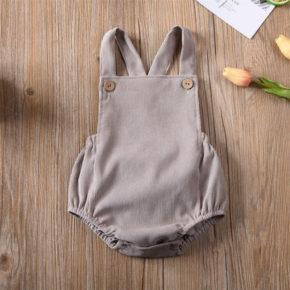 0-24M Cute Baby Romper Boys Girls Solid Color Corduroy Sleeveless Square Neck Romper Jumpsuits Baby Kids Overalls Clothing 2023