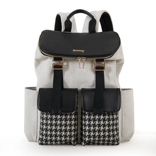 Mommy Diaper Bag Backpack Multifunction Stylish Baby Bag with Changing Pad Large Capacity Houndstooth Diaper Backpack