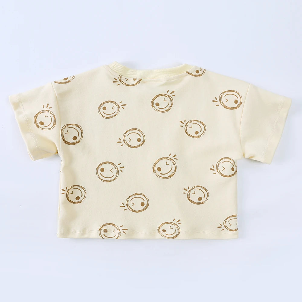 100% Cotton Kids Clothes Sets for 1-8 Years Boys Girls Suit Full Print Soft Top+Shorts Baby Outfit Sets for Children Clothing