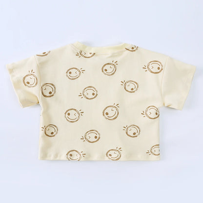 100% Cotton Kids Clothes Sets for 1-8 Years Boys Girls Suit Full Print Soft Top+Shorts Baby Outfit Sets for Children Clothing