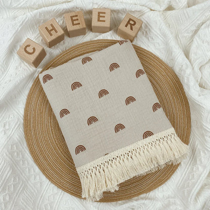 Cotton Muslin Swaddle Blankets for Newborn Baby Tassel Receiving Blanket New Born Swaddle Wrap Infant Sleeping Quilt Bed Cover