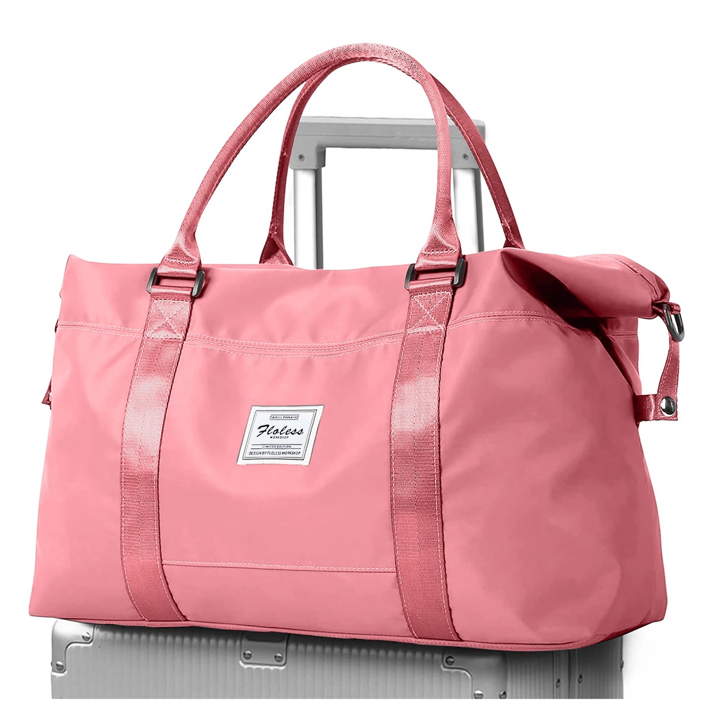 Travel Duffel Bag, Sports Tote Gym Bag, Shoulder Weekender Overnight Bags for Women with Trolley Sleeve, Foldable Carry on Bag