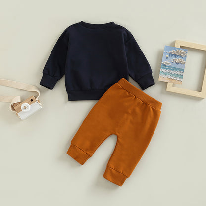 Newborn Baby 2-Piece Winter Set Cozy Hooded Sweater Elastic Waist Pants for Boys and Girls Cute Animal Print