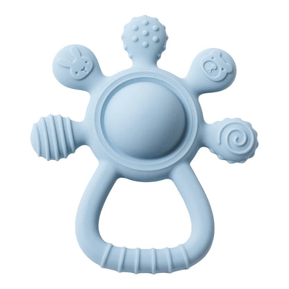 Silicone Teether,Food Grade Baby 0-12 Toys,Teething Rattle Sensory Toys for Toddlers,Silicone Hand Bell,Silicone Soothing Toys