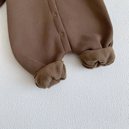 Winter Warm Newborn Baby Clothes Boys Cotton Babies Romper Cartoon Bear Long Sleeve Hooded Girl Bodysuit for 0-24M Clothing
