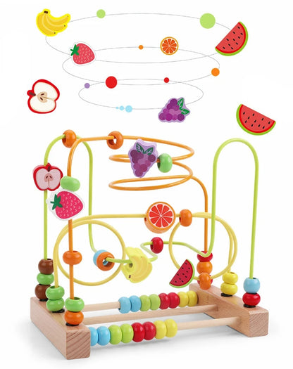 Montessori Baby Toys Wooden Roller Coaster Bead Maze Abacus Math Toys Toddler Early Educational Toys for Kids Children 1-3 Years