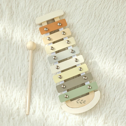 Montessori Wooden Toy Multicolor Xylophone Bell Beads Drum Column Musical Instrument Toy Kid Educational Musical Instrument Gift