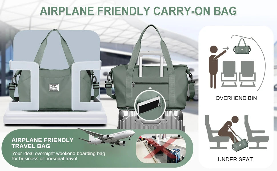 Travel Duffel Bag, Women Sports Tote Fitness Gym Bag, Ryanair Cabin Bag 40x20x25 Hand Luggage, Shoulder Weekender Bag Travel Bag