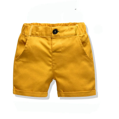 Boys Sets Clothing Summer Crown Print Polo T-Shirt White Shorts Yellow Bowtie Children's Clothing For Boy Kids Clothes Boys