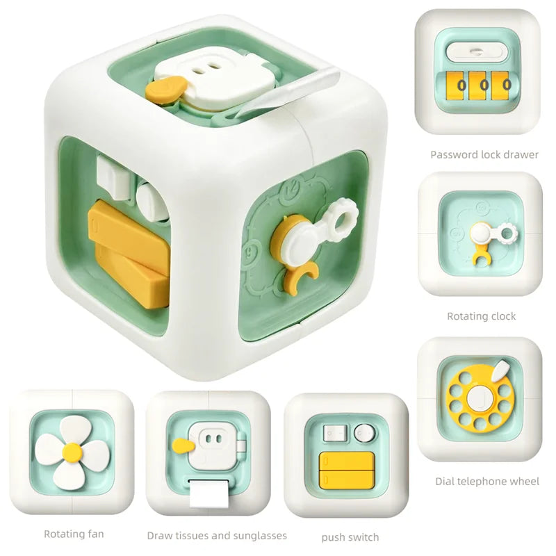 6 in 1 Busy Cube Sensory Toy Montessori Toys for 1 2 3 Year Old Boys Girls Learning Fine Motor Skill  Busy Board Baby Travel Toy
