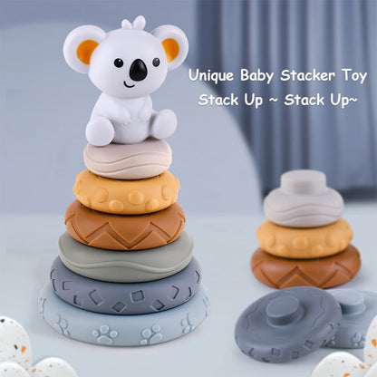 Baby Montessori Sensory Intellectual Development Set, Developing Fine Motor Skills,  Koala Stacking Tower Learning Toys
