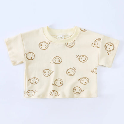 100% Cotton Kids Clothes Sets for 1-8 Years Boys Girls Suit Full Print Soft Top+Shorts Baby Outfit Sets for Children Clothing