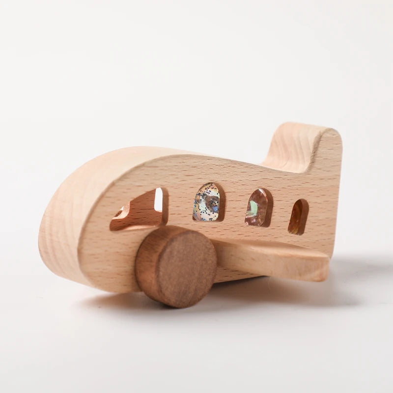 Baby Wooden Montessori Toys Beech Wooden Plane Blocks Teether Glass Marbles Educational Toys Child Teethering Play Gym Baby Gift