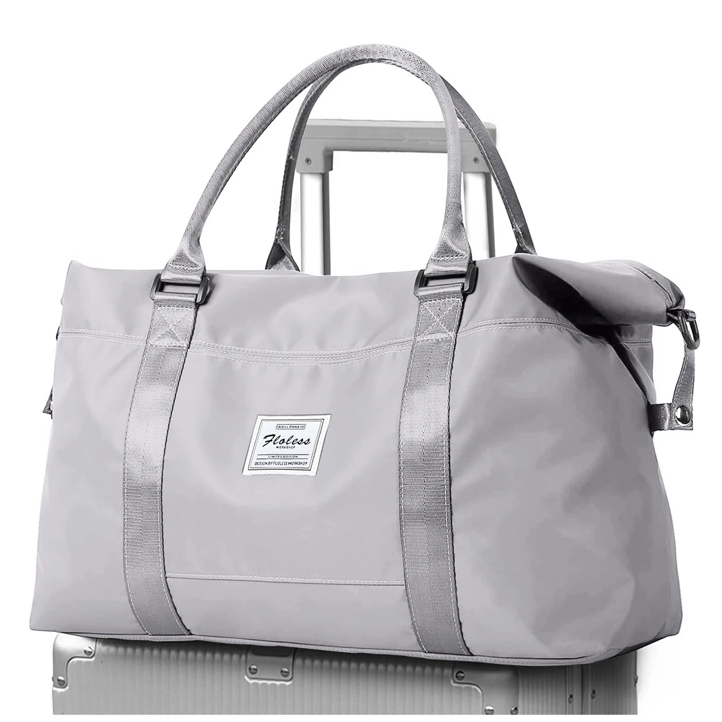 Travel Duffel Bag, Sports Tote Gym Bag, Shoulder Weekender Overnight Bags for Women with Trolley Sleeve, Foldable Carry on Bag