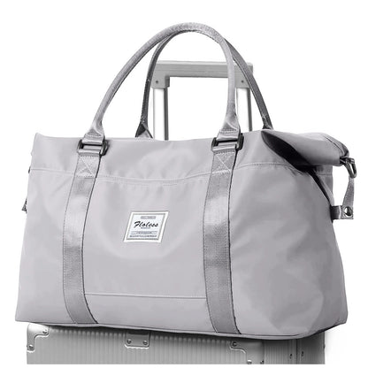 Travel Duffel Bag, Sports Tote Gym Bag, Shoulder Weekender Overnight Bags for Women with Trolley Sleeve, Foldable Carry on Bag