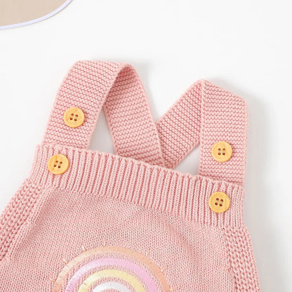 Sleeveless Adjustable Strap Newborn Girls Rompers Ribbed Foot Opening Baby Girls Bodysuit Soft Infant One-piece Jumpsuit