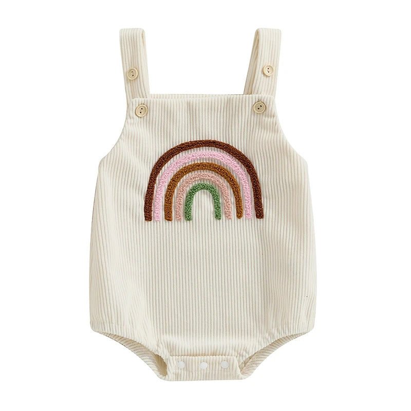 Lioraitiin Baby Girls Boys Summer Romper Sleeveless Dinosaur/Shark Embroidery Button Casual Romper