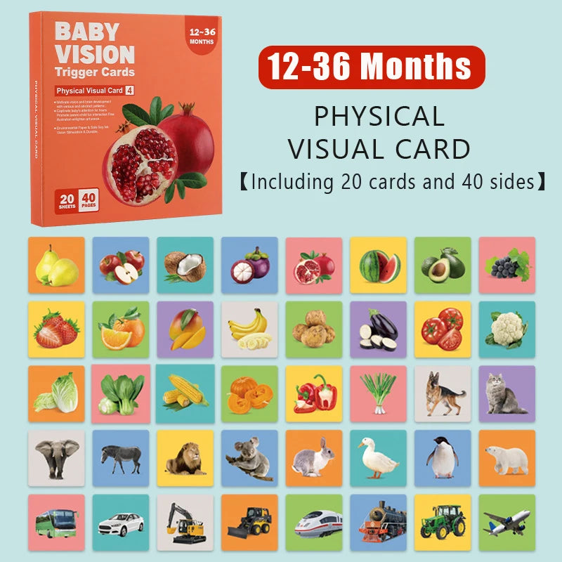 Baby Visual Stimulation Cards Montessori High Contrast Flash Card Infant Visual Early Education Learning Toys For Newborn Gifts