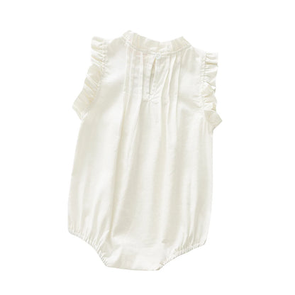 Vintage Linen Cotton Baby Girls Romper Summer Ruffles Lace Infant Bodysuit for Toddler Girls Clothing Children Overalls Outfits