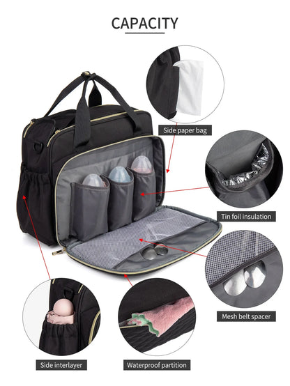 Large Capacity Travel Bag Multifunctional Maternity Mother Baby Stroller Bags New Style Waterproof Diaper Bag Black nappy bag