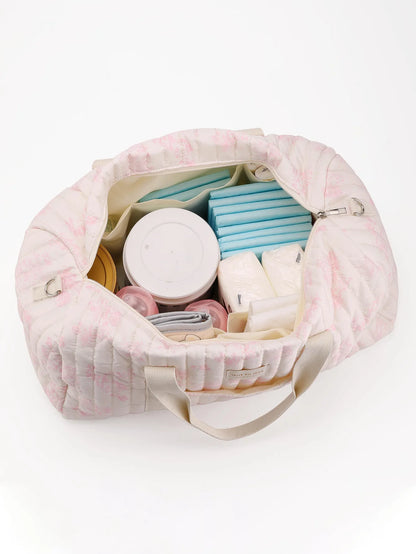 Newborn Baby Care Diaper Bag Mummy Shoulder Bag Embroidery Quilted Stroller Diaper Storage Organizer Large Handbags With Heart