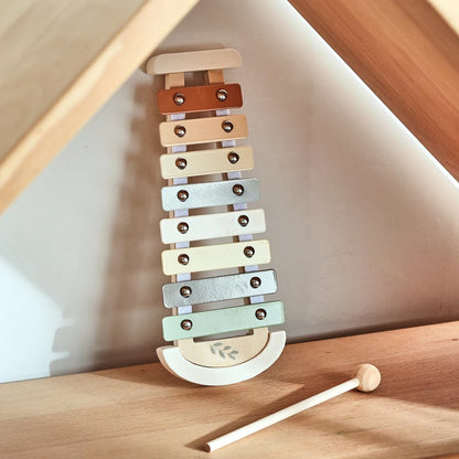 Montessori Wooden Toy Multicolor Xylophone Bell Beads Drum Column Musical Instrument Toy Kid Educational Musical Instrument Gift