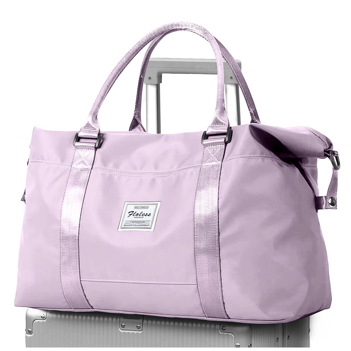 Travel Duffel Bag, Sports Tote Gym Bag, Shoulder Weekender Overnight Bags for Women with Trolley Sleeve, Foldable Carry on Bag