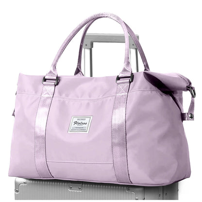Travel Duffel Bag, Sports Tote Gym Bag, Shoulder Weekender Overnight Bags for Women with Trolley Sleeve, Foldable Carry on Bag