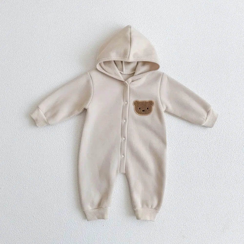 Winter Warm Newborn Baby Clothes Boys Cotton Babies Romper Cartoon Bear Long Sleeve Hooded Girl Bodysuit for 0-24M Clothing