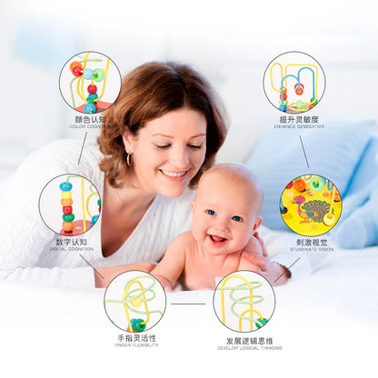 Montessori Baby Toys Wooden Roller Coaster Bead Maze Abacus Math Toys Toddler Early Educational Toys for Kids Children 1-3 Years