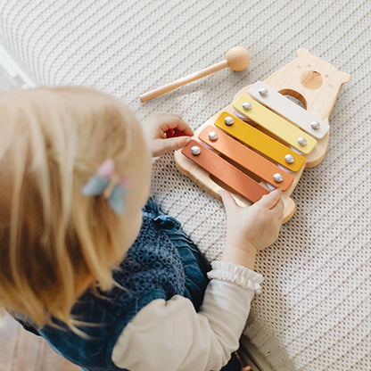 Montessori Wooden Toy Multicolor Xylophone Bell Beads Drum Column Musical Instrument Toy Kid Educational Musical Instrument Gift