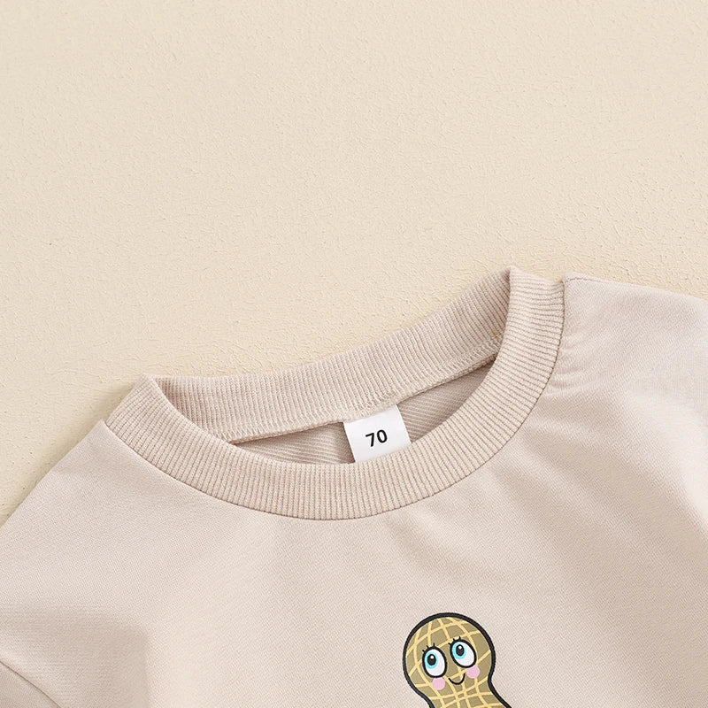 Lioraitiin 0-18M Summer Baby Boys Romper Letter Cartoon Peanut Pattern Short Sleeve Jumpsuits Casual Clothes