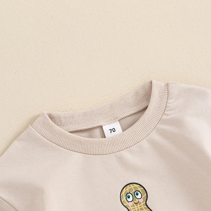 Lioraitiin 0-18M Summer Baby Boys Romper Letter Cartoon Peanut Pattern Short Sleeve Jumpsuits Casual Clothes